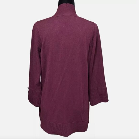 Evolution By Cyrus Ancho Chile Burgundy Myna Button Sleeve Open Cardigan Medium - Picture 12 of 12